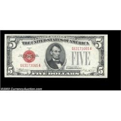 Fr. 1529 $5 1928D Legal Tender. Very Choice Crisp Uncirculated.A lovely note which is just a hair fr