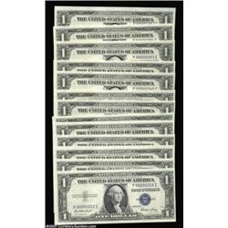 Fr. 1614 $1 1935E Silver Certificates. 13 Three Digit Serial Numbered Notes. Choice to Gem Crisp Unc