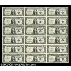 Fr. 1614 $1 1935E Silver Certificates. Choice Crisp Uncirculated. Uncut Sheet of 18.A nice uncut she