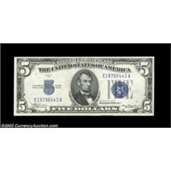 Fr. 1650 $5 1934 Silver Certificate. Choice-Gem Crisp Uncirculated.A nice near-Gem example from the