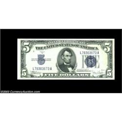 Fr. 1653 $5 1934C Silver Certificate. Gem Crisp Uncirculated.One of a consecutive pair of the scarce