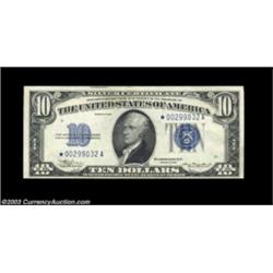 Fr. 1701* $10 1934 Silver Certificate. About Uncirculated.A couple of light vertical folds prevent a