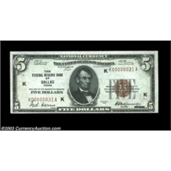 Fr. 1850-K $5 1929 Federal Reserve Bank Note. Choice Crisp Uncirculated.Another low serial number ex