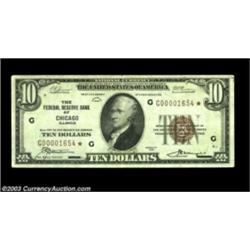 Fr. 1860-G* $10 1929 Federal Reserve Bank Note. Fine-Very Fine.Nine Chicago $10 stars are reported,