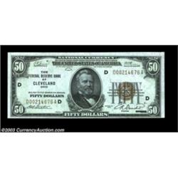 Fr. 1880-D $50 1929 Federal Reserve Bank Note. Choice Crisp Uncirculated.Fresh and original, but cut