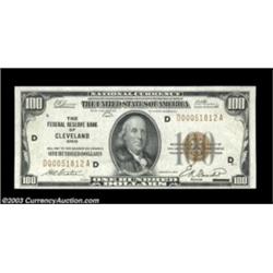 Fr. 1890-D $100 1929 Federal Reserve Bank Note. Very Choice Crisp Uncirculated.One of a consecutive