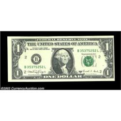 Fr. 1917-B $1 1988A Web Federal Reserve Note. Choice Crisp Uncirculated.One of a run of three consec
