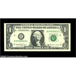 Fr. 1917-B $1 1988A Web Federal Reserve Note. B-L Block. Gem Crisp Uncirculated.A note which is ackn