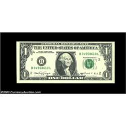 Fr. 1917-B $1 1988A Web Federal Reserve Note. B-L Block. Gem Crisp Uncirculated.The third in this un