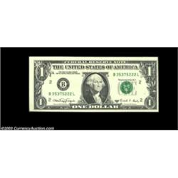 Fr. 1917-B $1 1988A Web Federal Reserve Note. B-L Block. Extremely Fine-About Uncirculated.This and