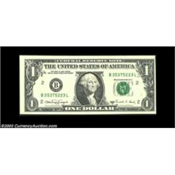 Fr. 1917-B $1 Web Federal Reserve Note. B-L Block. Extremely Fine-About Uncirculated.Consecutive to