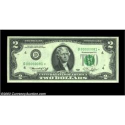 Fr. 1935-D* $2 1976 Federal Reserve Note. Choice Crisp Uncirculated.A nice example with low serial n