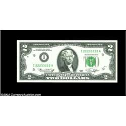 Fr. 1935-I $2 1976 Federal Reserve Note. Gem Crisp Uncirculated.An unusual note bearing fancy serial