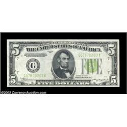 Early Fed Pair.Fr. 1955-G $5 1934 Light Green Seal Federal Reserve Note Choice AUFr. 2002-G $10 1928