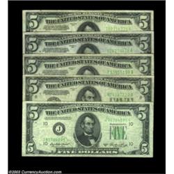 Five Dollar Feds.Fr. 1955-I $5 1934 Light Green Seal Federal Reserve Note Fine-Very FineFr. 1956-C $