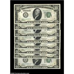 Fr. 2000-H $10 1928 Federal Reserve Notes. Nine Consecutive. Gem Crisp Uncirculated.A pack fresh run