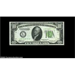 Fr. 2005-L* $10 1934 Mule Federal Reserve Note. Gem Crisp Uncirculated.A lovely mule star one number