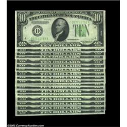 Fr. 2006-D $10 1934A Federal Reserve Notes. About Uncirculated.Seventeen pieces. 17 notes  Important