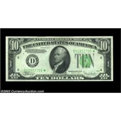 Fr. 2008-D* $10 1934C Federal Reserve Note. Gem Crisp Uncirculated.One of a consecutive pair, and fu