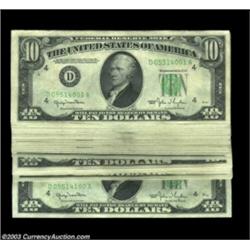 Fr. 2010-D $10 1950 Wide Federal Reserve Notes. Pack of 100. Choice-Gem Crisp Uncirculated.A pack of