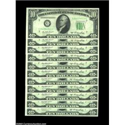 Fr. 2011-G $10 1950A Federal Reserve Notes. Crisp Uncirculated.Ten consecutive pieces, all crackling