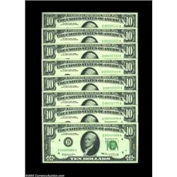 Fr. 2018-D $10 1969 Federal Reserve Notes. Gem Crisp Uncirculated.A lovely set of eight pieces, with