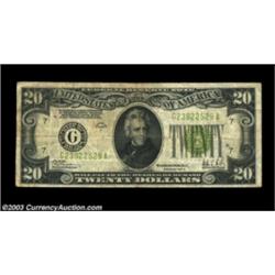 Fr. 2053-G $20 1928C Federal Reserve Note. Fine-+++.A nice evenly circulated example from a series w