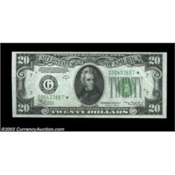 Fr. 2055-G* $20 1934A Mule Federal Reserve Note. Gem Crisp Uncirculated.A very rare mule star note t