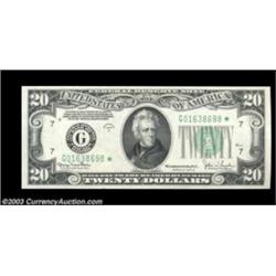 Fr. 2058-G* $20 1934D Federal Reserve Note. Gem Crisp Uncirculated.A very scarce series for stars, w