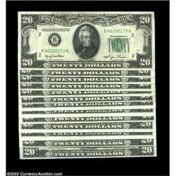 Fr. 2059-B $20 1950 Federal Reserve Notes. Choice-Gem Crisp Uncirculated.Thirteen pieces, all pack f