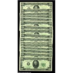 Fr. 2059-G $20 1950 Federal Reserve Notes. Choice-Gem Crisp Uncirculated.a pack fresh group of sixte