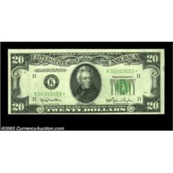 Fr. 2059-K* $20 1950 Federal Reserve Note. Choice Crisp Uncirculated.A very scarce district, one of