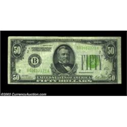 Fr. 2101-B $50 1928A Light Green Seal Federal Reserve Note. Very Fine.A newly discovered piece which