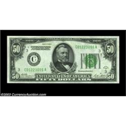 Fr. 2101-C $50 1928A Federal Reserve Note. Gem Crisp Uncirculated.A perfectly centered and absolutel