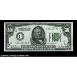 Fr. 2101-C $50 1928A Federal Reserve Note. Choice-Gem Crisp Uncirculated.This beautiful Philly $50 c