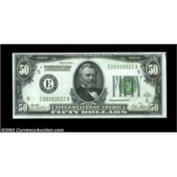 Fr. 2101-E $50 1928A Federal Reserve Note. Choice-Gem Crisp Uncirculated.A crackling fresh, fully em