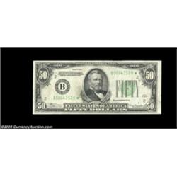 Fr. 2102-B* $50 1934 Federal Reserve Note. About Uncirculated.Early FRN stars are very much in deman