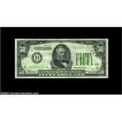 Fr. 2102-D* $50 1934 Federal Reserve Note. Very Fine+. A high grade Cleveland star with a new low se