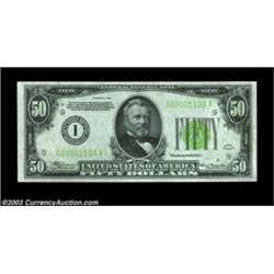 Fr. 2102-I $50 1934 Light Green Seal Federal Reserve Note. Gem Crisp Uncirculated.A gorgeous Light G