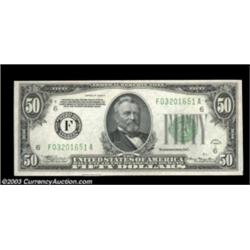 Fr. 2103-F $50 1934A Mule Federal Reserve Note. Choice Crisp Uncirculated.A nice example of one of t