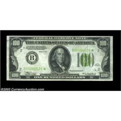Fr. 2152-B* $100 1934 Light Green Seal Federal Reserve Note. Very Fine-Extremely Fine.A very scarce