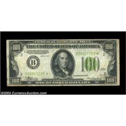 Fr. 2152-B* $100 1934 Light Green Seal Federal Reserve Note.A well circulated but very scarce star n