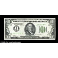 Fr. 2152-J $100 1934 Light Green Seal Federal Reserve Note. Choice Crisp Uncirculated.An attractive