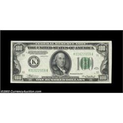Fr. 2152-K $100 1934 Federal Reserve Note. Choice About Uncirculated.A couple of well hidden corner