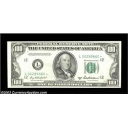 Fr. 2159-L* $100 1950B Federal Reserve Note. Gem Crisp Uncirculated.This note bears the low serial n