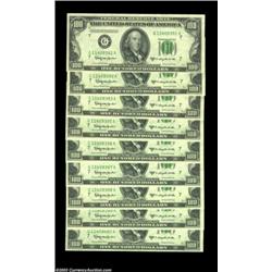 Fr. 2161-G $100 1950D Federal Reserve Notes. Gem Crisp Uncirculated.Nine pieces, in two long consecu