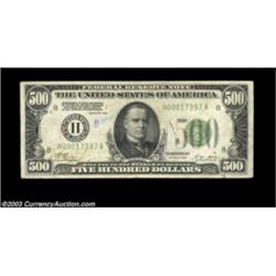 Fr. 2200-H $500 1928 Federal Reserve Note. Fine.There is a bit of ink on the front, as well as a sma