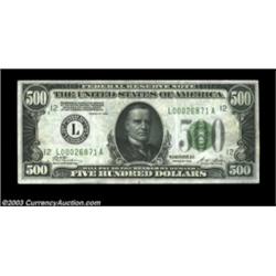 Fr. 2200-L $500 1928 Federal Reserve Note. Extremely Fine.A bright and attractive example from this