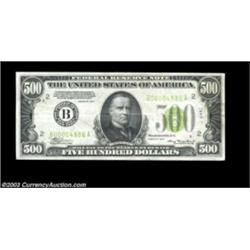 Fr. 2201-B $500 1934 Light Green Seal Federal Reserve Note. Extremely Fine.A bright LGS example, but