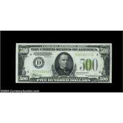 Fr. 2201-D $500 1934 Light Green Seal Federal Reserve Note. CGA Choice Uncirculated 64.Graded as Cho
